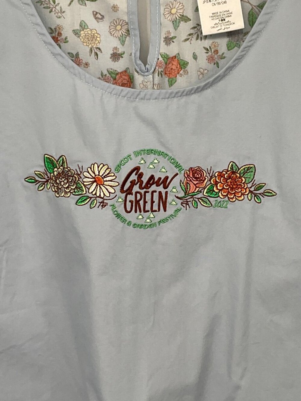 DISNEY 3XL Epcot Flower Garden Festival Grow Green Floral Blue Tank Top - Picture 4 of 9